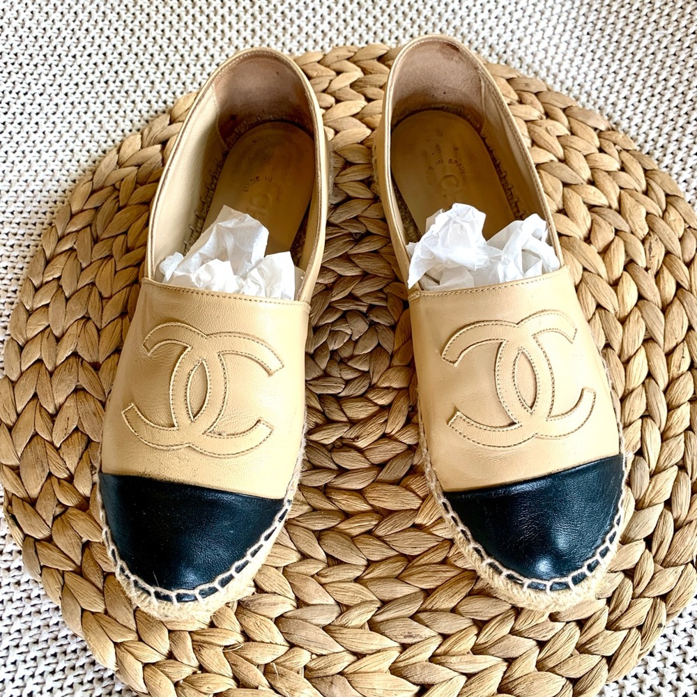 CHANEL LAMBSKIN ESPADRILLE SIZE 37